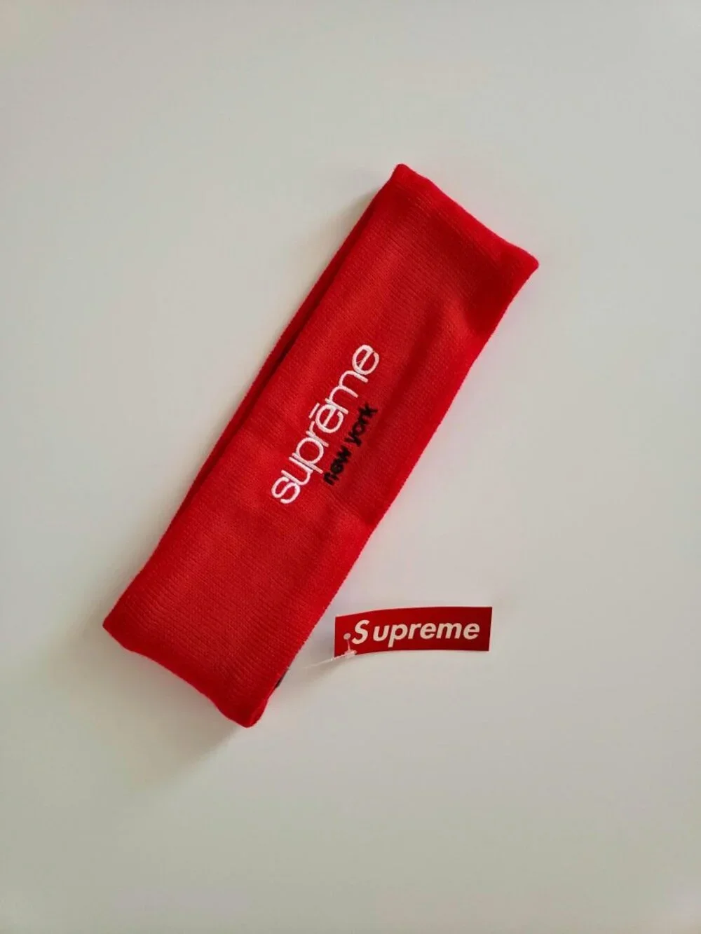 NWT Supreme x New Era New York Classic Logo Headband Fleece Lined Red OS